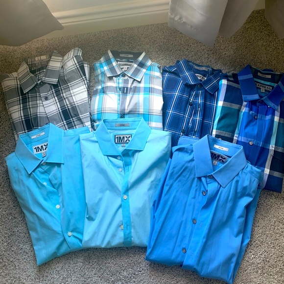 Lot Men’s Express Fitted Button Down Dress Shirts - Picture 2 of 6